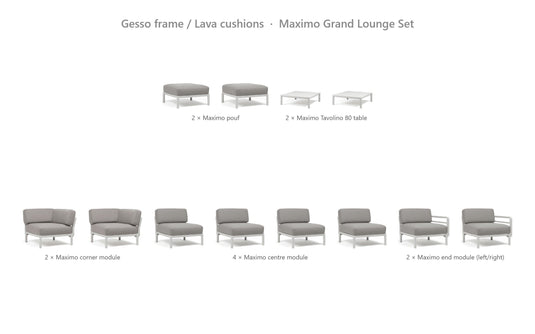 Nardi Maximo Grand Lounge Set – Gesso frame / Lava cushions