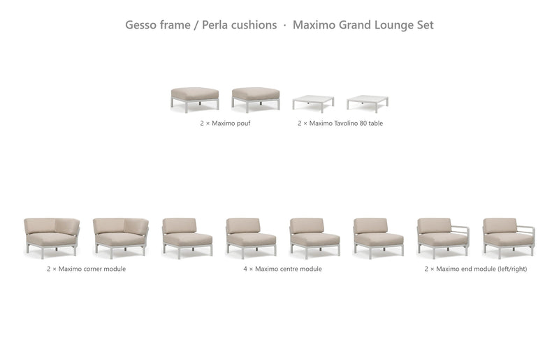 Load image into Gallery viewer, Nardi Maximo Grand Lounge Set – Gesso frame / Perla cushions
