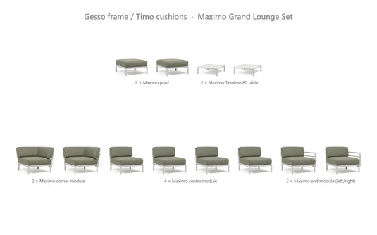 Nardi Maximo Grand Lounge Set – Gesso frame / Timo cushions