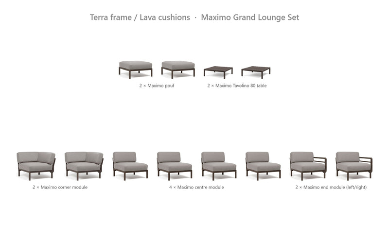 Load image into Gallery viewer, Nardi Maximo Grand Lounge Set – Terra frame / Lava cushions
