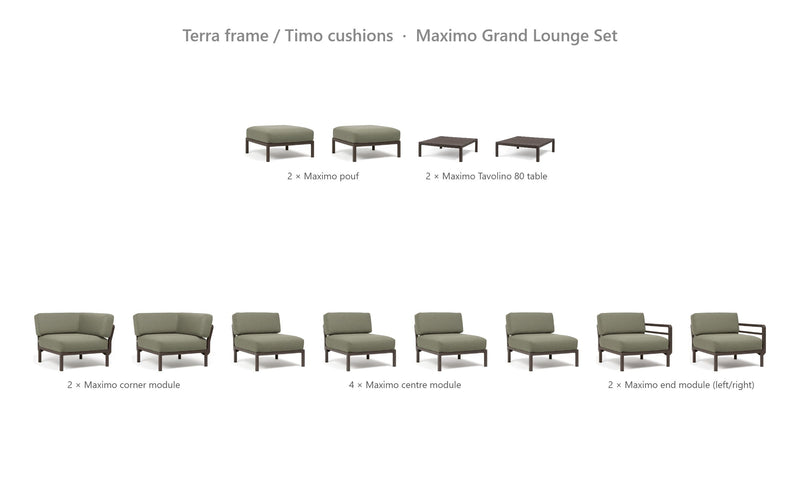 Load image into Gallery viewer, Nardi Maximo Grand Lounge Set – Terra frame / Timo cushions
