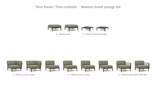 Nardi Maximo Grand Lounge Set – Terra frame / Timo cushions