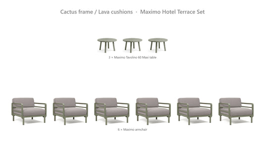 Nardi Maximo Hotel Terrace Set – Cactus frame / Lava cushions