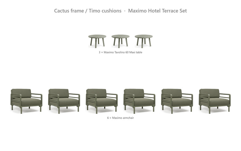 Load image into Gallery viewer, Nardi Maximo Hotel Terrace Set – Cactus frame / Timo cushions
