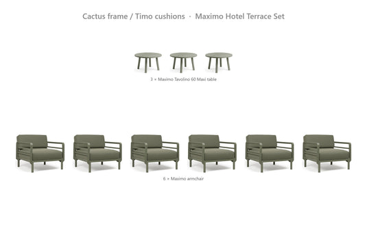 Nardi Maximo Hotel Terrace Set – Cactus frame / Timo cushions