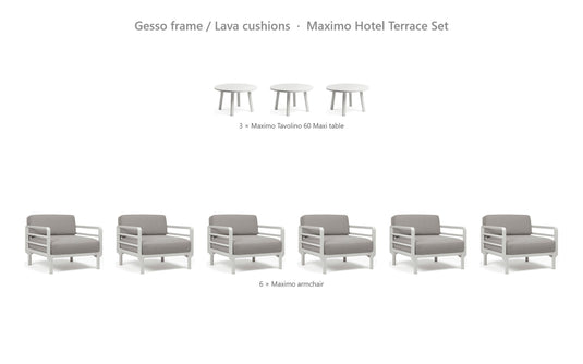 Nardi Maximo Hotel Terrace Set – Gesso frame / Lava cushions