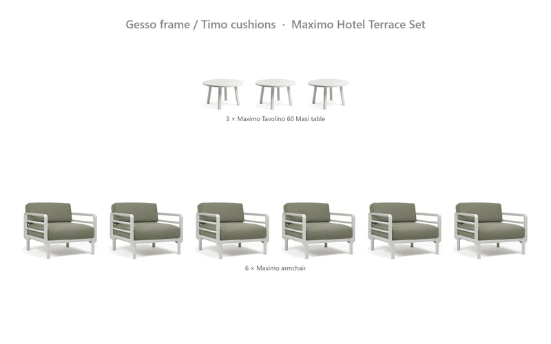 Load image into Gallery viewer, Nardi Maximo Hotel Terrace Set – Gesso frame / Timo cushions

