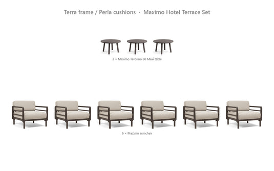 Nardi Maximo Hotel Terrace Set – Terra frame / Perla cushions