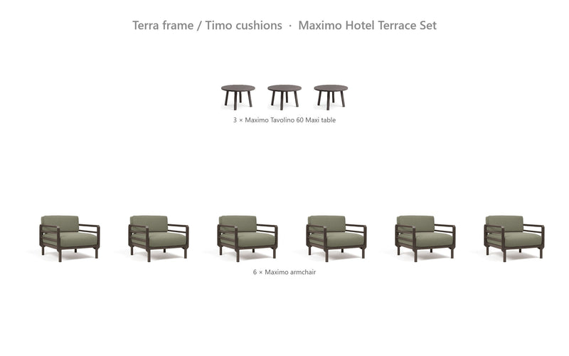Load image into Gallery viewer, Nardi Maximo Hotel Terrace Set – Terra frame / Timo cushions
