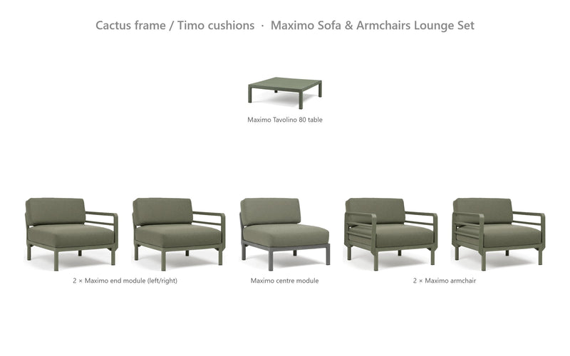 Load image into Gallery viewer, Nardi Maximo Sofa &amp; Armchairs Lounge Set – Cactus frame / Timo cushions
