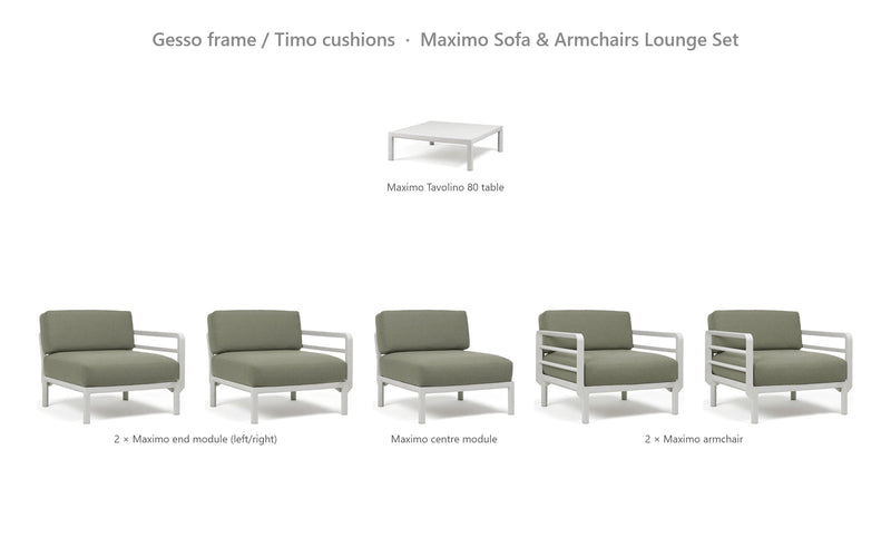 Load image into Gallery viewer, Nardi Maximo Sofa &amp; Armchairs Lounge Set – Gesso frame / Timo cushions
