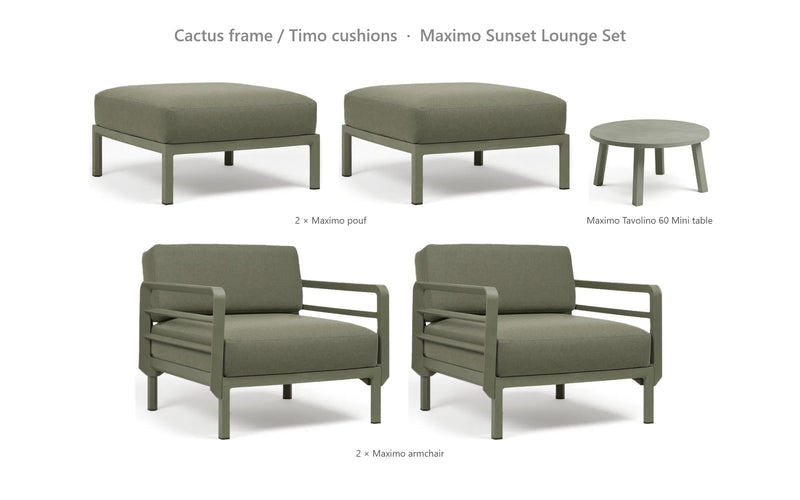 Load image into Gallery viewer, Nardi Maximo Sunset Lounge Set – Cactus frame / Timo cushions

