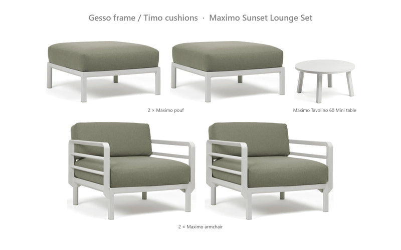 Load image into Gallery viewer, Nardi Maximo Sunset Lounge Set – Gesso frame / Timo cushions
