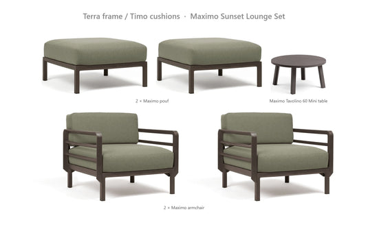 Nardi Maximo Sunset Lounge Set – Terra frame / Timo cushions