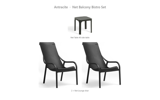 Nardi Net Balcony Bistro Set – Antracite