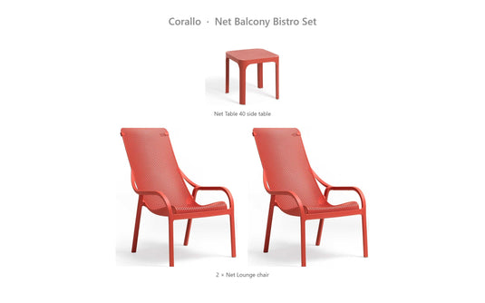 Nardi Net Balcony Bistro Set – Corallo