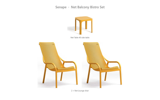 Nardi Net Balcony Bistro Set – Senape