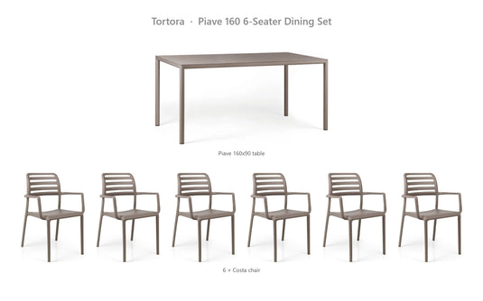Nardi Piave 160 6-Seater Dining Set – Tortora