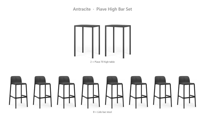 Load image into Gallery viewer, Nardi Piave High Bar Set – Antracite
