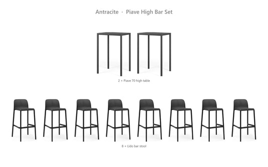 Nardi Piave High Bar Set – Antracite