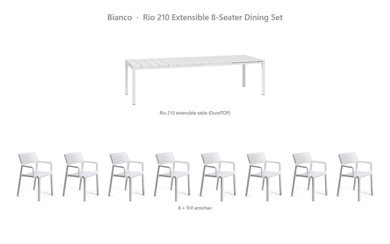 Load image into Gallery viewer, Nardi Rio 210 Extensible 8-Seater Dining Set – Bianco
