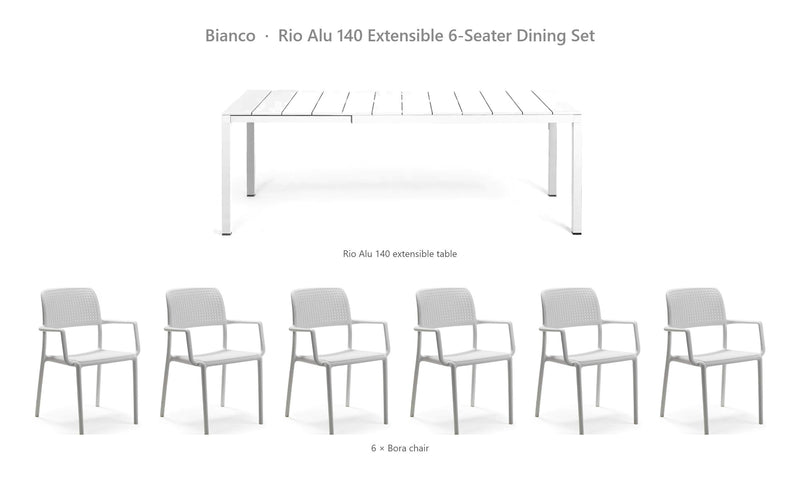 Load image into Gallery viewer, Nardi Rio Alu 140 Extensible 6-Seater Dining Set – Bianco
