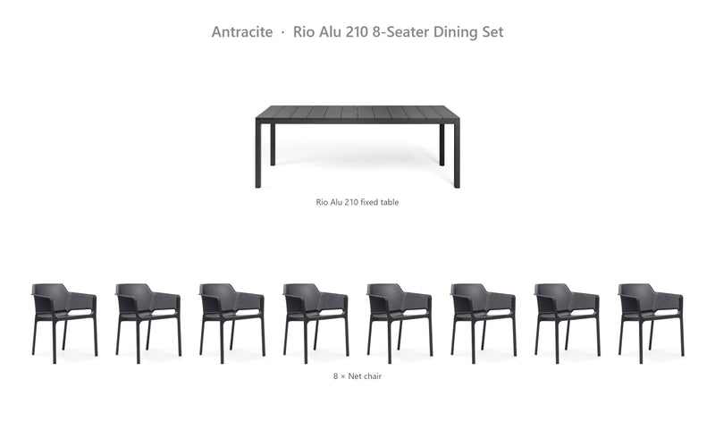 Load image into Gallery viewer, Nardi Rio Alu 210 8-Seater Dining Set – Antracite
