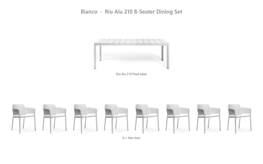 Nardi Rio Alu 210 8-Seater Dining Set – Bianco