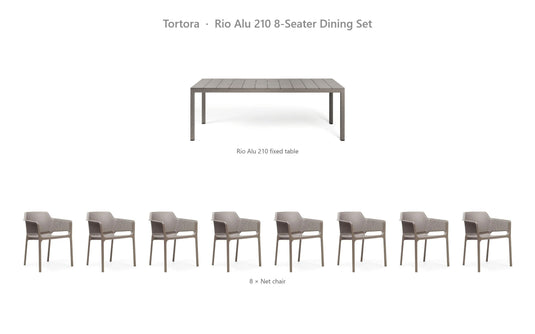 Nardi Rio Alu 210 8-Seater Dining Set – Tortora