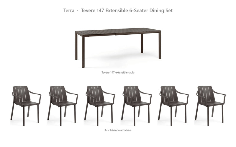 Load image into Gallery viewer, Nardi Tevere 147 Extensible 6-Seater Dining Set – Terra
