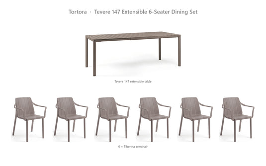 Nardi Tevere 147 Extensible 6-Seater Dining Set – Tortora