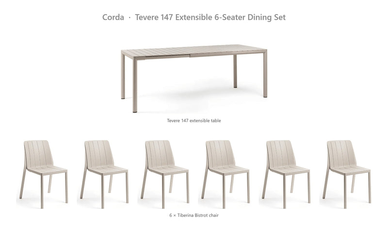 Load image into Gallery viewer, Nardi Tevere 147 Extensible 6-Seater Dining Set – Corda
