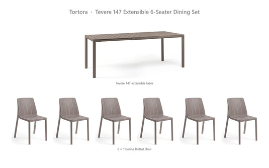 Nardi Tevere 147 Extensible 6-Seater Dining Set – Tortora