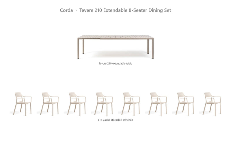 Load image into Gallery viewer, Nardi Tevere 210 Extendable 8-Seater Dining Set – Corda
