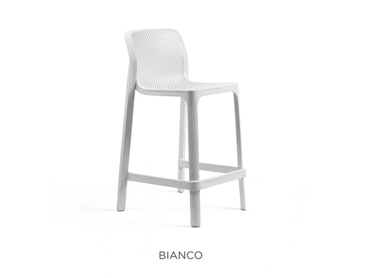 Net Stool Mini Outdoor Bar Stool by Nardi - Custom Wood DesignsNardi Net Stool Mini outdoor bar stool in white, featuring a modern woven design, suitable for patio or garden seating.Stool Outdoor Nardi24575206853431Bianco