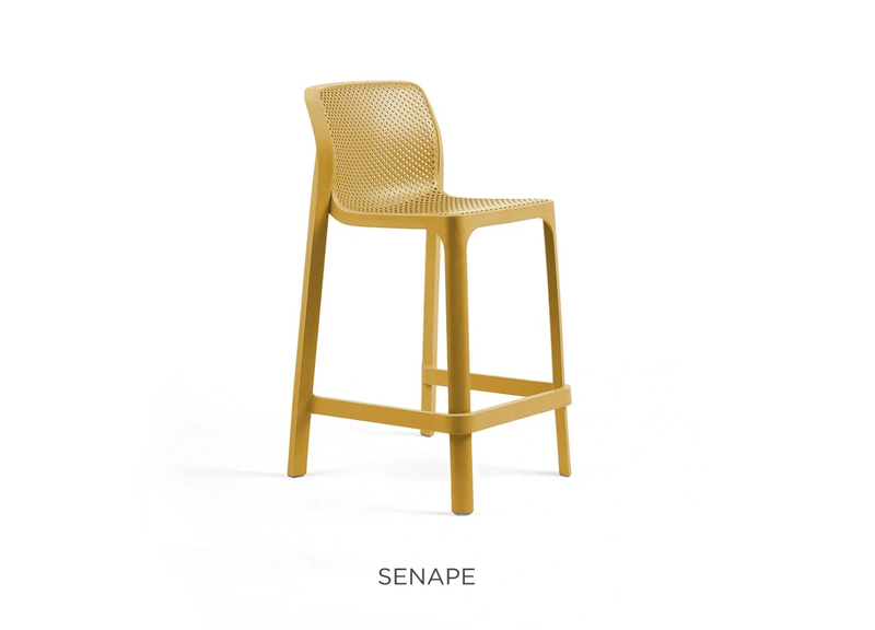 Load image into Gallery viewer, Net Stool Mini Outdoor Bar Stool by Nardi - Custom Wood DesignsYellow Net Stool Mini outdoor bar stool by Nardi, lightweight and durable plastic furniture for outdoor seating.Stool Outdoor Nardi24575206555127Senape
