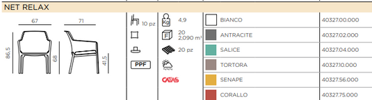 Nardi Net Relax outdoor chair with a woven net design, featuring a sleek modern frame and comfortable seating for outdoor relaxation.