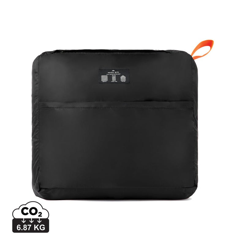 Load image into Gallery viewer, Nordic Drift GRS 3-in-1 Adventure Blanket - Custom Wood DesignsNordic Drift GRS 3-in-1 outdoor adventure blanket spread out, showing its versatile design and cozy fabric for outdoor use.OutdoorND610.0001Nylon,Recycled polyesterblack
