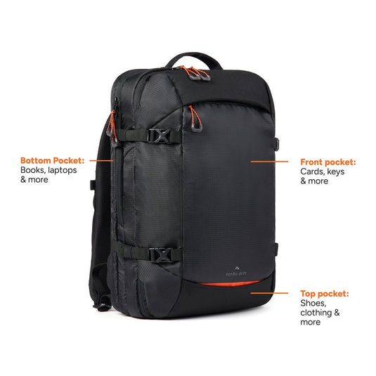 Nordic Drift RCS Travelling backpack 25L - Custom Wood DesignsNordic Drift RCS 25L travelling backpack with multiple compartments and padded straps, designed for comfortable travel and storage.Bags & TravelND200.0501rPET,rPETblack