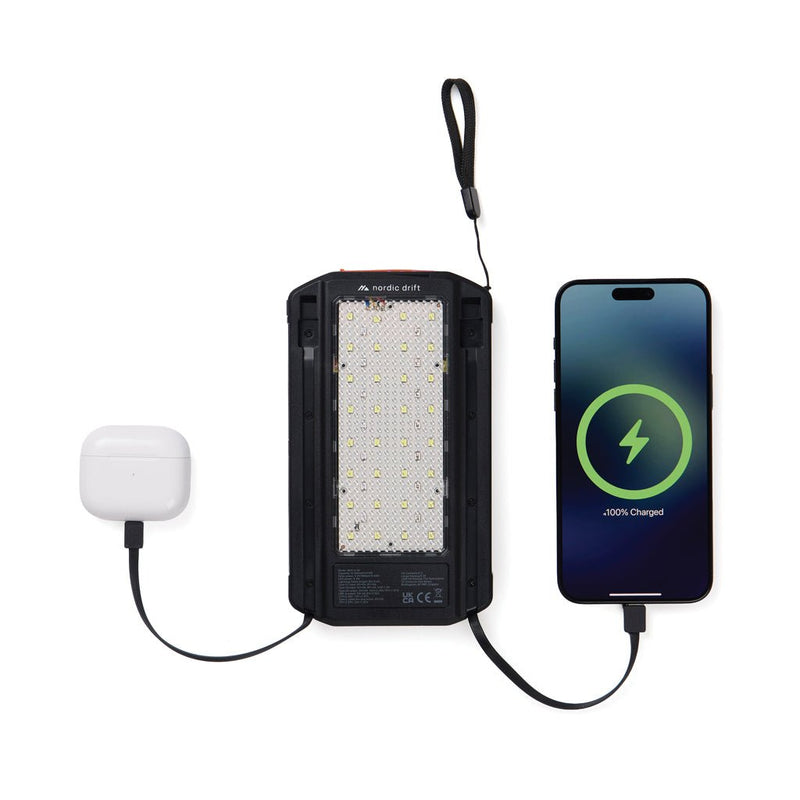Load image into Gallery viewer, Nordic Drift Titan 10.000mAh solar powerbank with 3 panels - Custom Wood DesignsNordic Drift Titan 10,000mAh solar powerbank with three panels for charging phones and tablets outdoors.Phone &amp; Tablet accessoriesND410.0001Recycled ABS,Recycled Polycarbonateblack
