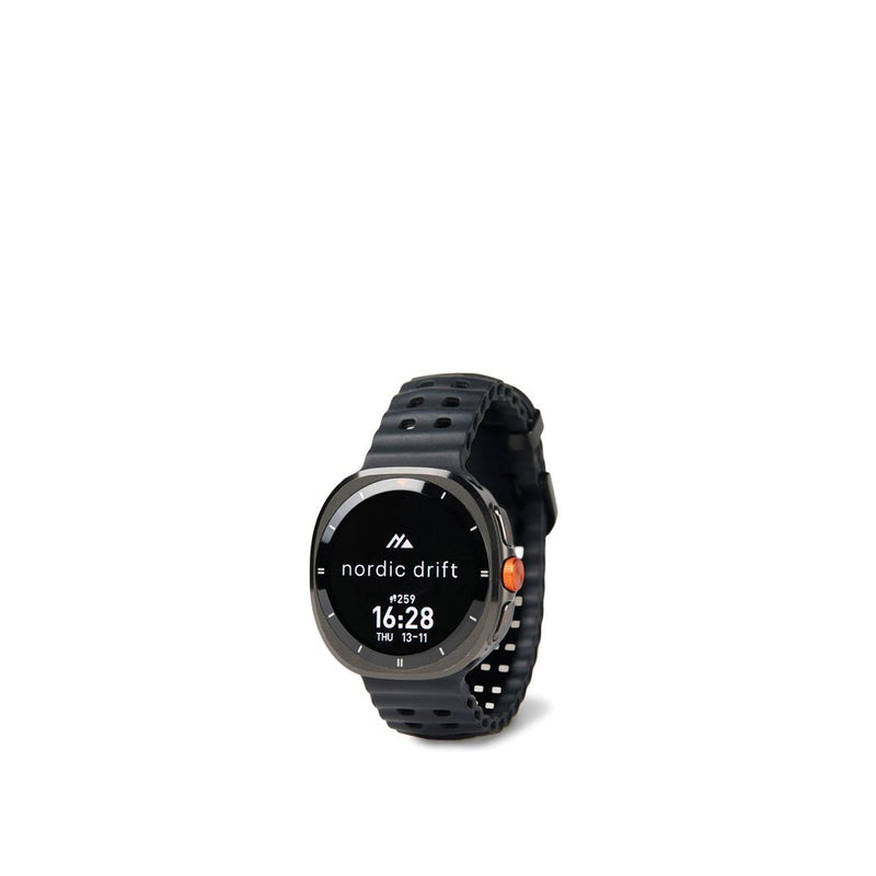 Load image into Gallery viewer, Nordic Drift Titan High performance Watch - Custom Wood DesignsNordic Drift Titan high-performance watch with sleek black design, displayed on a phone or tablet accessory.Phone &amp; Tablet accessoriesND430.0001Metal,ABSblack

