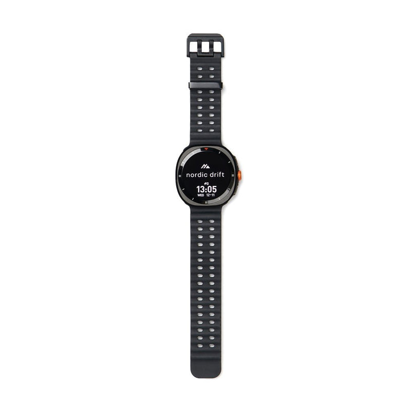 Load image into Gallery viewer, Nordic Drift Titan High performance Watch - Custom Wood DesignsNordic Drift Titan high-performance watch with sleek black design, displayed on a phone and tablet accessory stand.Phone &amp; Tablet accessoriesND430.0001Metal,ABSblack
