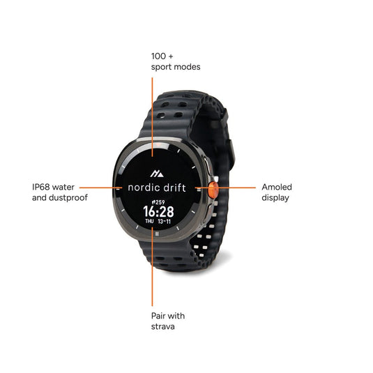 Nordic Drift Titan High performance Watch - Custom Wood DesignsNordic Drift Titan high-performance watch with sleek design, displayed on a phone and tablet accessory product image.Phone & Tablet accessoriesND430.0001Metal,ABSblack