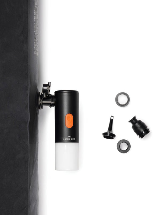 Nordic Drift Titan Portable Air pump camping light - Custom Wood DesignsNordic Drift Titan portable air pump and camping light for phones and tablets, compact and versatile outdoor accessories.Phone & Tablet accessoriesND430.0101ABSblack