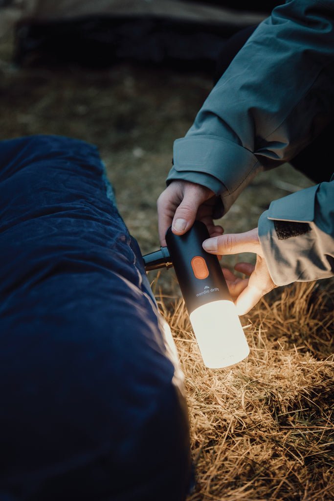 Load image into Gallery viewer, Nordic Drift Titan Portable Air pump camping light - Custom Wood DesignsNordic Drift Titan portable air pump and camping light, compact device for inflating and illuminating during outdoor activities.Phone &amp; Tablet accessoriesND430.0101ABSblack
