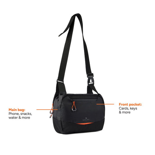 Nordic Drift Trail RCS Crossbody bag 4L - Custom Wood DesignsNordic Drift Trail RCS crossbody bag with 4L capacity, black nylon material, adjustable strap, compact travel and everyday bagBags & TravelND200.0401rPET,rPETblack