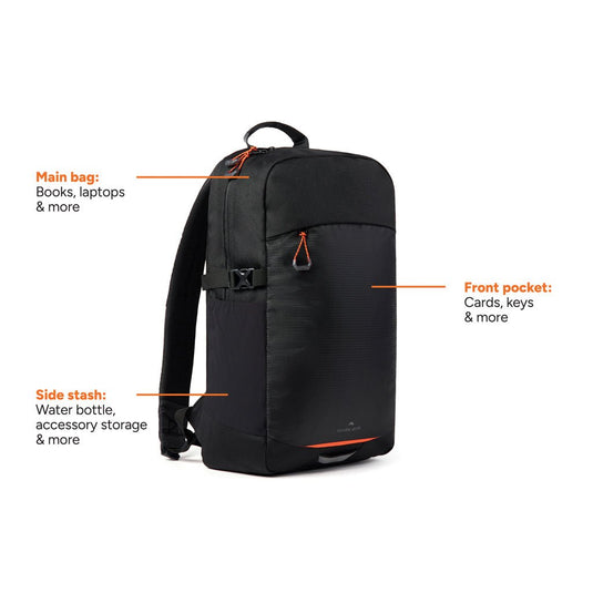 Nordic Drift Trail RCS daypack 16L - Custom Wood DesignsNordic Drift Trail RCS 16L daypack showing its compact design, adjustable straps, and exterior zipper pockets for travel and outdoor use.Bags & TravelND200.0201rPET,rPETblack