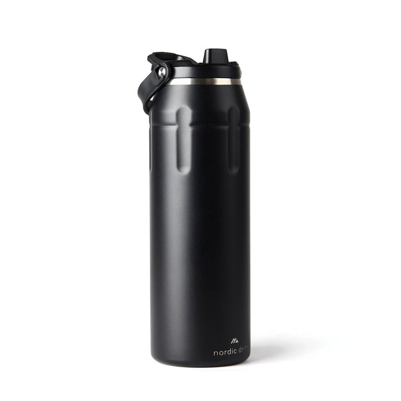 Load image into Gallery viewer, Nordic Drift Trail RCS Insulated sports bottle 940ml - Custom Wood DesignsNordic Drift insulated sports bottle 940ml in black with a secure lid, designed for keeping drinks hot or cold during activities.DrinkwareND310.0001Recycled Stainless steel,Polypropyleneblack

