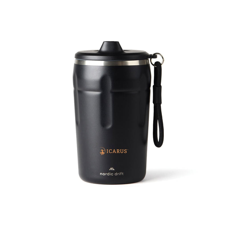 Load image into Gallery viewer, Nordic Drift Trail RCS Lockable And Leakproof Coffee Mug 350 - Custom Wood DesignsNordic Drift leakproof coffee mug with lockable lid, 350ml capacity, black drinkware for travel and daily useDrinkwareND310.0201Recycled Stainless steel,Polypropyleneblack

