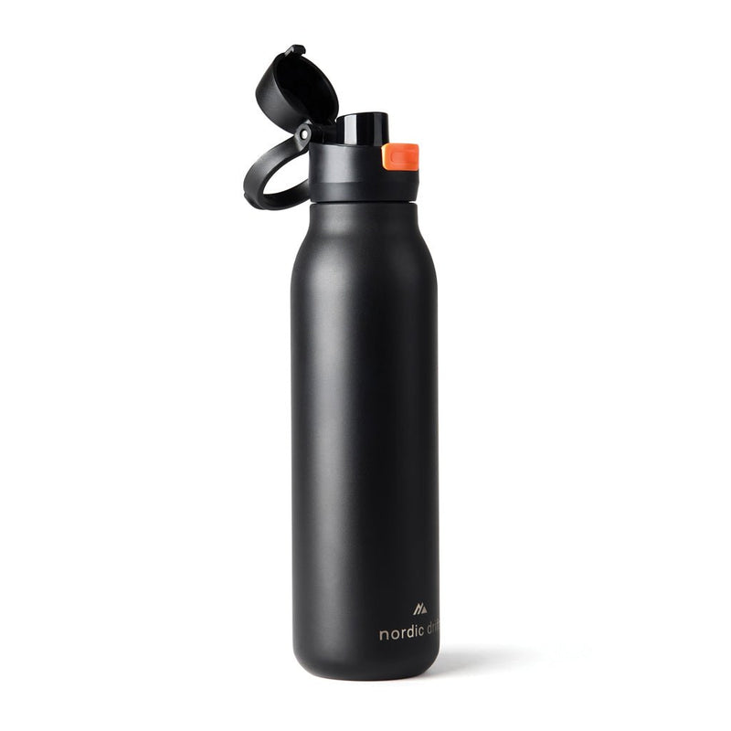Load image into Gallery viewer, Nordic Drift Trail RCS Single Wall Water Bottle 750ml - Custom Wood DesignsNordic Drift Trail RCS 750ml single wall water bottle, blue drinkware with lid and straw for outdoor hydration.DrinkwareND310.0301Recycled Stainless steelblack
